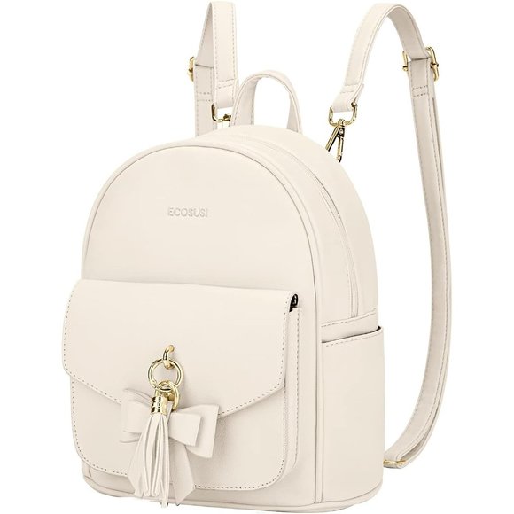 ECOSUSI Cute Bowknot Small Backpack Ladies Leather Satchel Bag with Charm Tassel main image 6